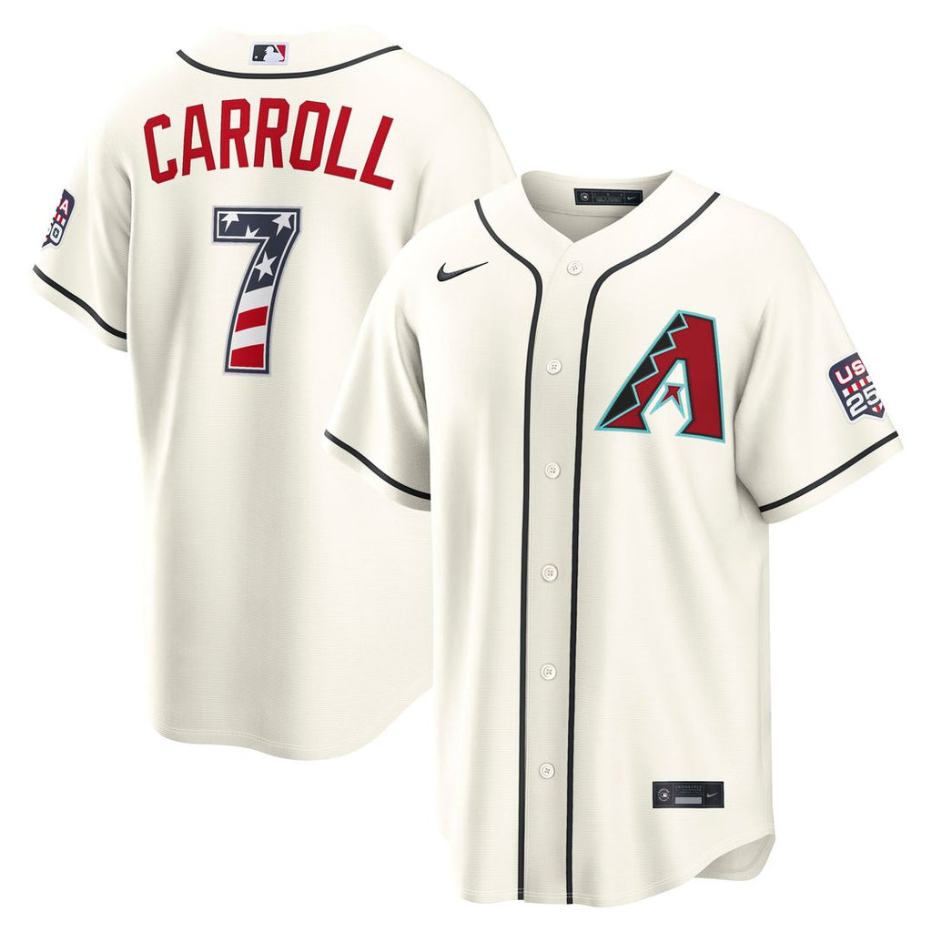 Corbin Carroll Arizona Diamondbacks Nike USA 250 Fourth of July Home Stadium Jersey - Cream Official MLB Team Apparel Baseball Fan Gear