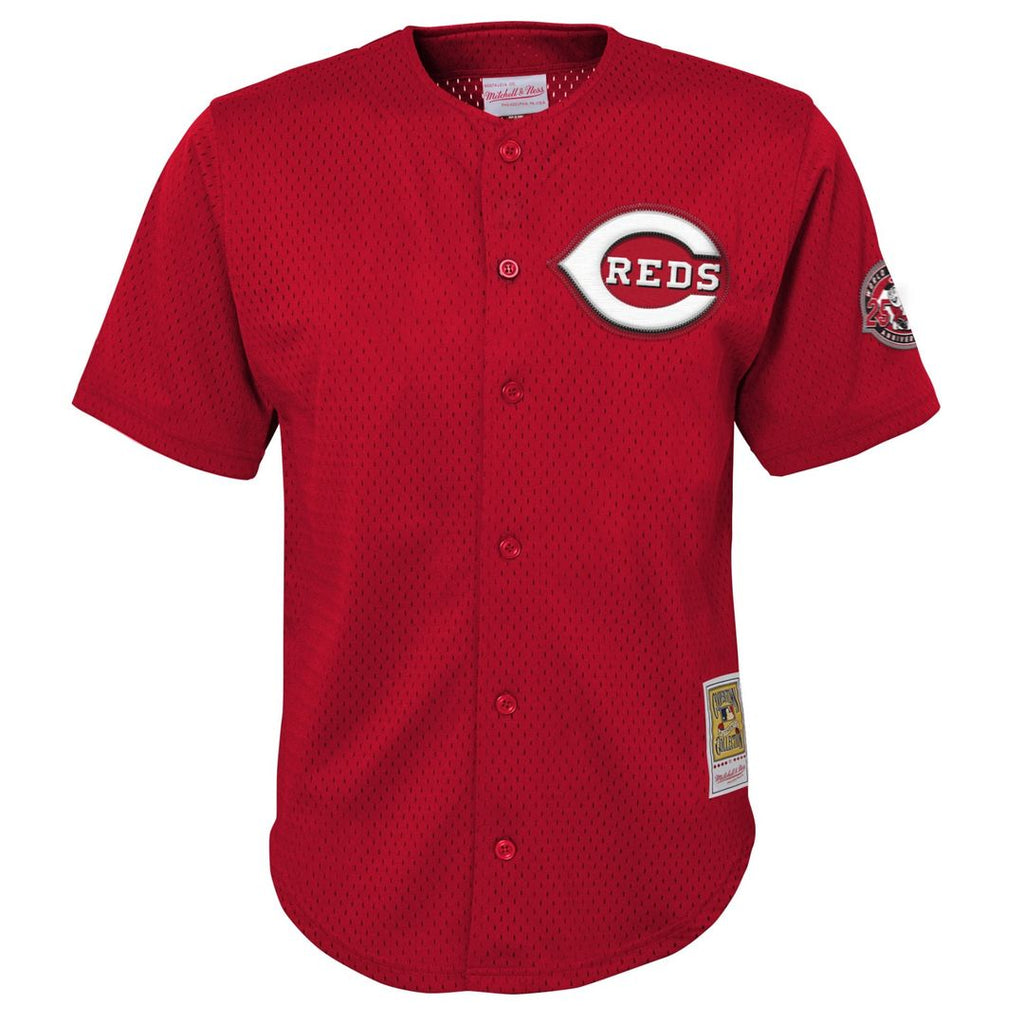 Ken Griffey Jr. Cincinnati Reds Mitchell & Ness Youth Cooperstown Collection Mesh Batting Practice Jersey - Red Official MLB Team Apparel Baseball Fan