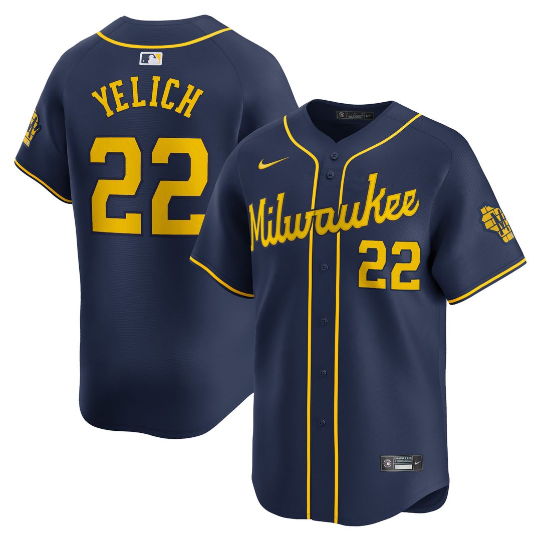 Christian Yelich Milwaukee Brewers Nike Alternate Limited Player Jersey – Navy Official MLB Team Apparel Baseball Fan Gear
