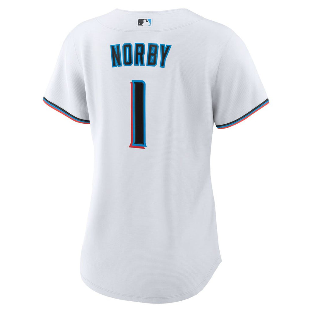 Connor Norby Miami Marlins Nike Women's Home Replica Jersey - White Official MLB Team Apparel Baseball Fan Gear