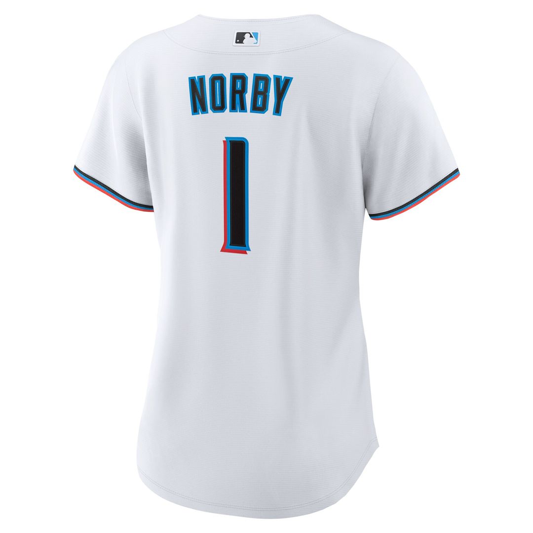 Connor Norby Miami Marlins Nike Women's Home Replica Jersey - White Official MLB Team Apparel Baseball Fan Gear