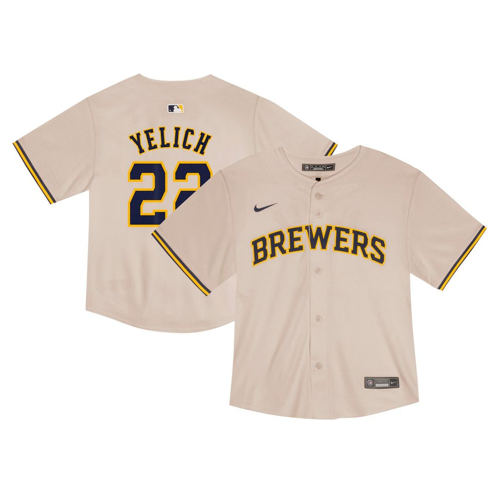 Christian Yelich Milwaukee Brewers Nike Toddler Home Game Jersey - Cream Official MLB Team Apparel Baseball Fan Gear
