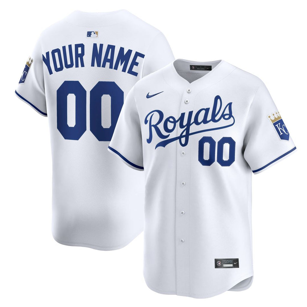 Kansas City Royals Nike Home Limited Custom Jersey - White Official MLB Team Apparel Baseball Fan Gear