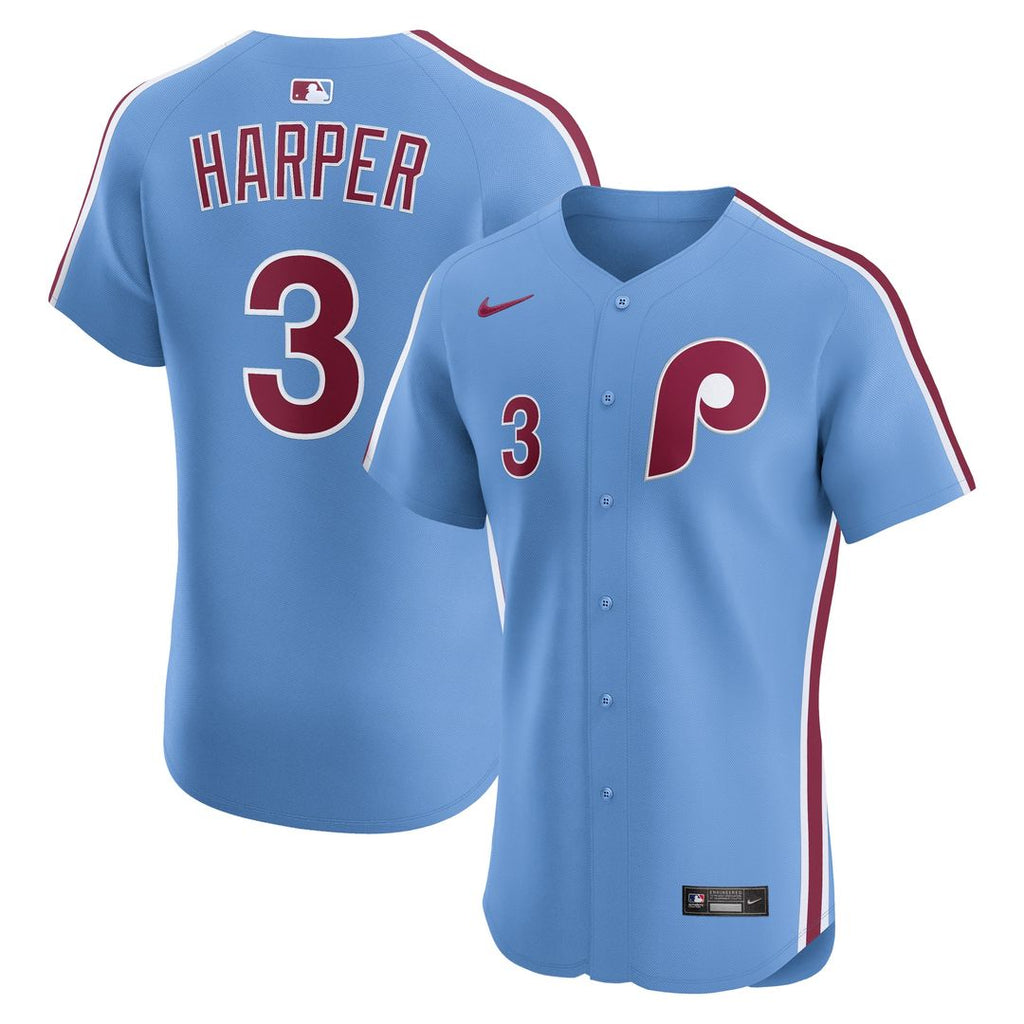 Bryce Harper Philadelphia Phillies Nike Alternate Elite Jersey - Light Blue Official MLB Team Apparel Baseball Fan Gear