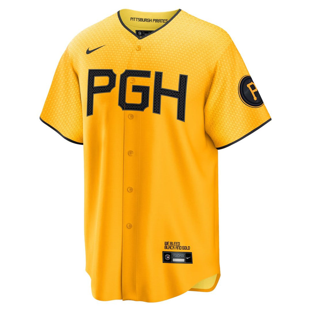 Pittsburgh Pirates Nike City Connect Replica Jersey - Gold Official MLB Team Apparel Baseball Fan Gear