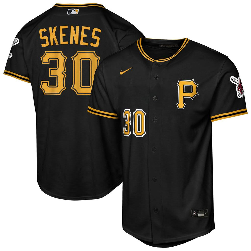 Paul Skenes Pittsburgh Pirates Nike Youth Alternate Stadium Jersey - Black Official MLB Team Apparel Baseball Fan Gear