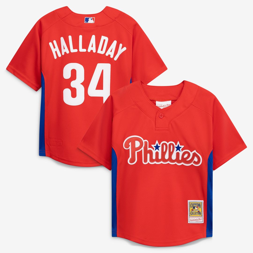 Roy Halladay Philadelphia Phillies Mitchell & Ness Toddler Cooperstown Collection Mesh Batting Practice Jersey - Red Official MLB Team Apparel Basebal
