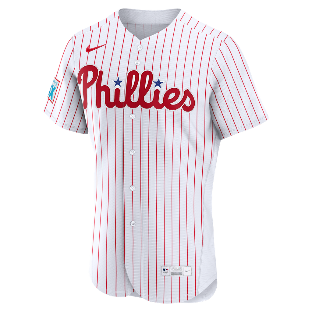 Bryce Harper Philadelphia Phillies Nike Home Authentic Sponsor Patch Jersey - White Official MLB Team Apparel Baseball Fan Gear
