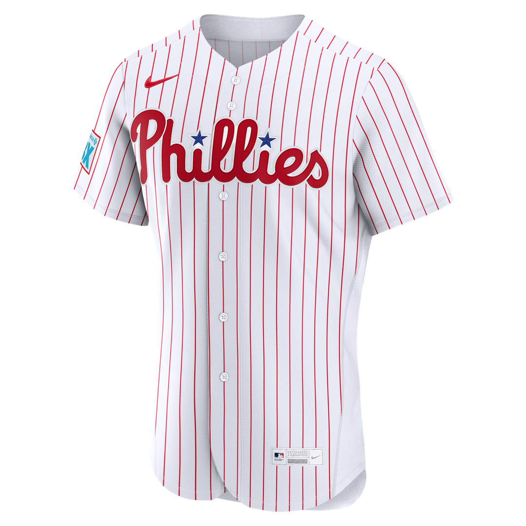 Bryce Harper Philadelphia Phillies Nike Home Authentic Sponsor Patch Jersey - White Official MLB Team Apparel Baseball Fan Gear