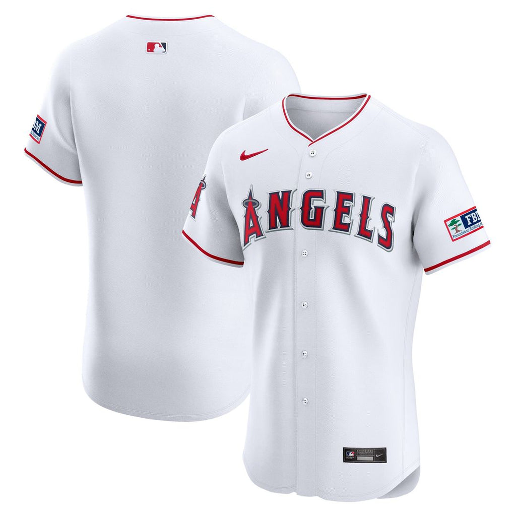 Los Angeles Angels Nike Home Elite Patch Jersey - White Official MLB Team Apparel Baseball Fan Gear