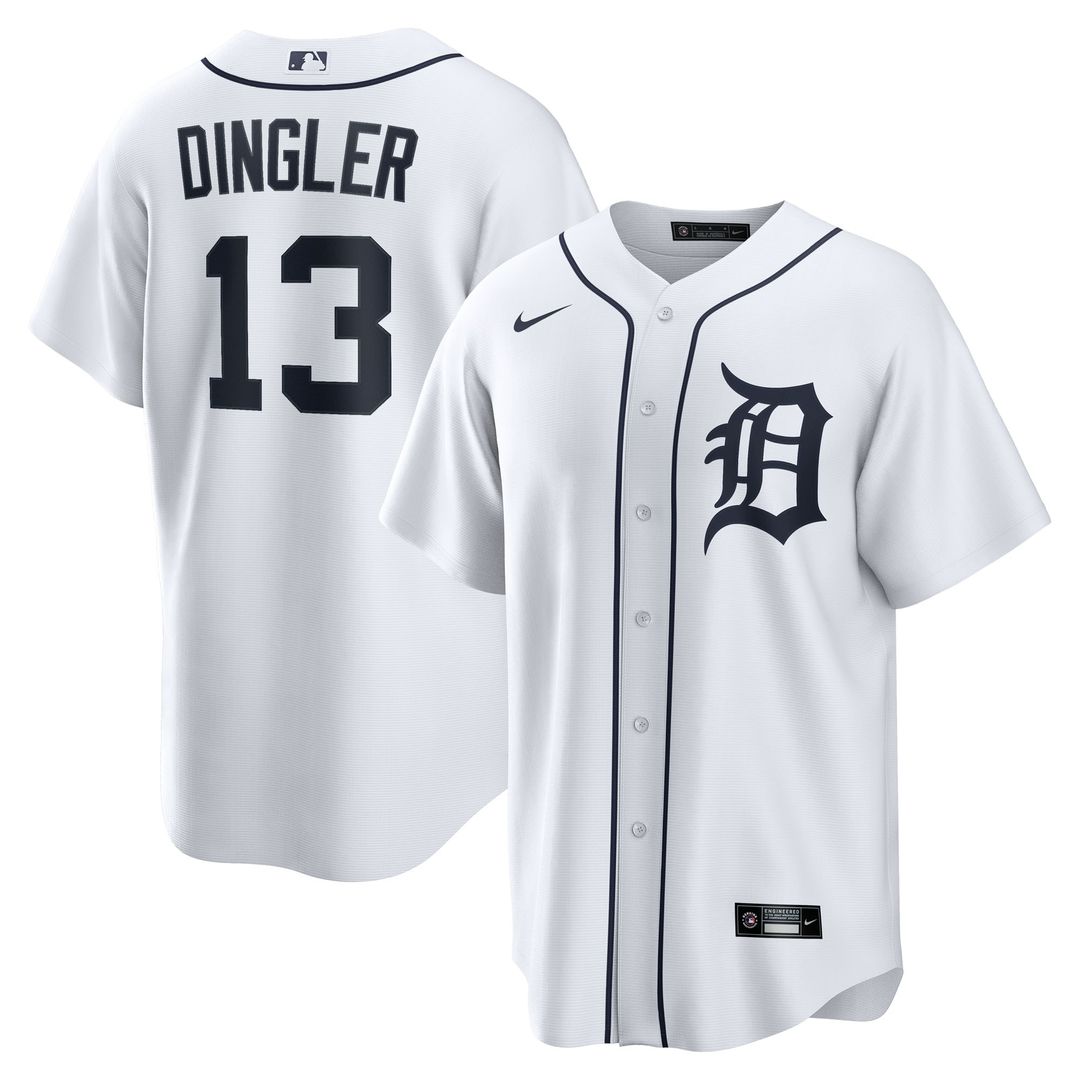 Dillon Dingler Detroit Tigers Nike Home Replica Jersey - White Official MLB Team Apparel Baseball Fan Gear