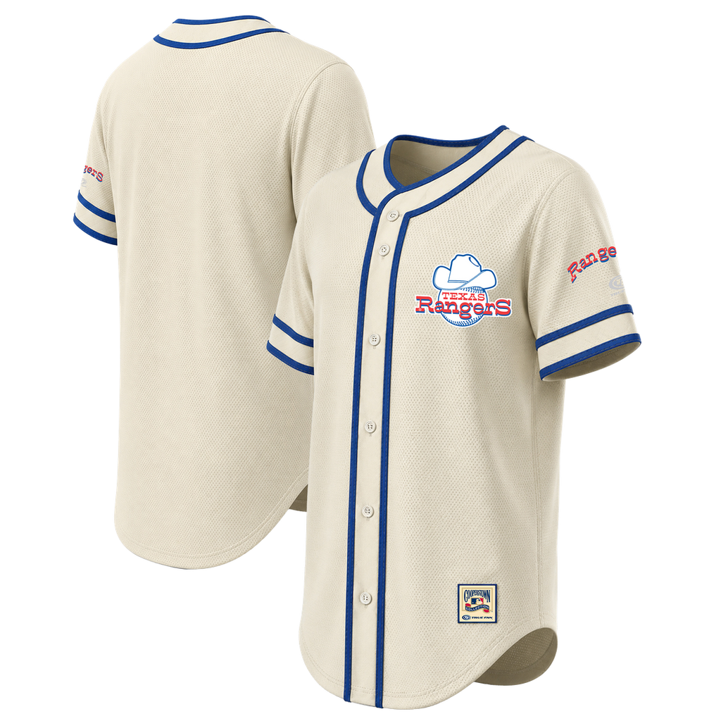 Texas Rangers Stitches Throwback Fashion Jersey - Natural Official MLB Team Apparel Baseball Fan Gear