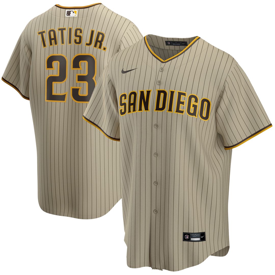 Fernando Tatis Jr. San Diego Padres Nike Alternate Replica Player Jersey - Tan Official MLB Team Apparel Baseball Fan Gear