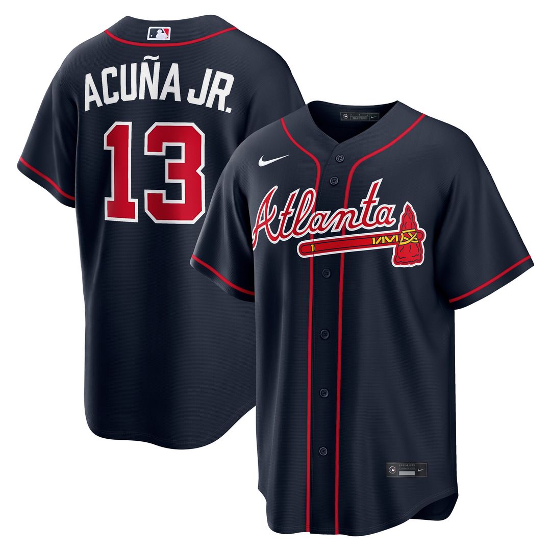 Ronald Acuña Jr. Atlanta Braves Nike Alternate Replica Jersey - Navy Official MLB Team Apparel Baseball Fan Gear