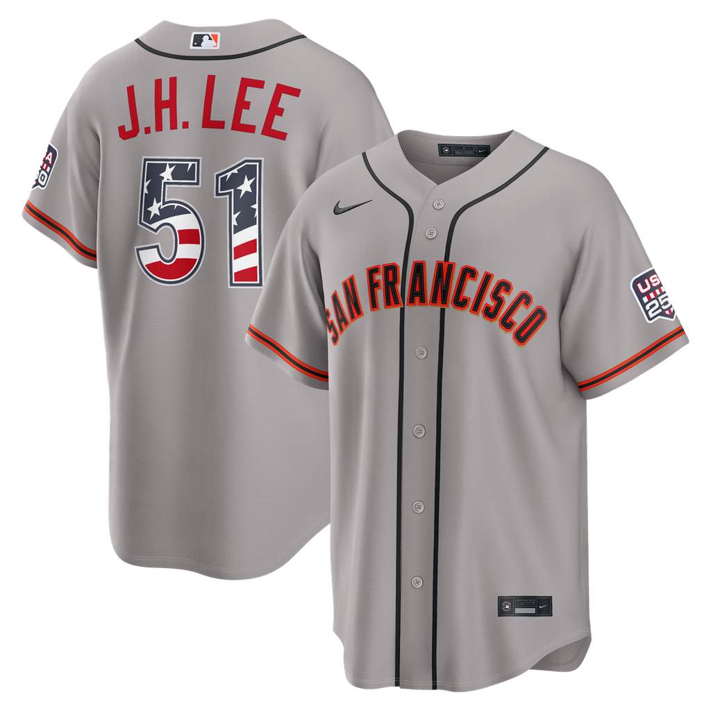 Jung Hoo Lee San Francisco Giants Nike USA 250 Fourth of July Road Stadium Jersey - Gray Official MLB Team Apparel Baseball Fan Gear
