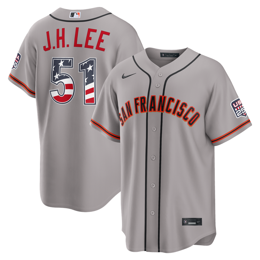 Jung Hoo Lee San Francisco Giants Nike USA 250 Fourth of July Road Stadium Jersey - Gray Official MLB Team Apparel Baseball Fan Gear