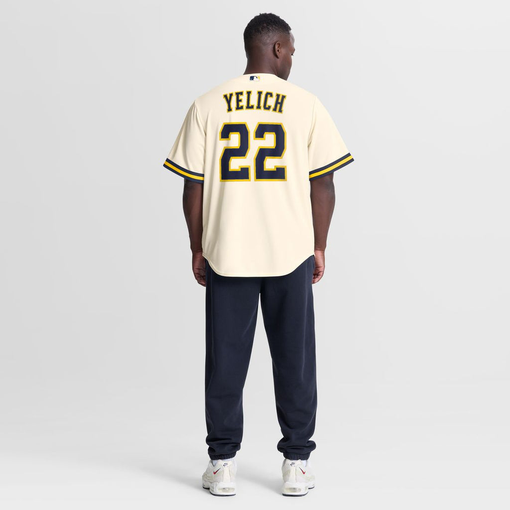 Christian Yelich Milwaukee Brewers Nike Home Replica Jersey - Cream Official MLB Team Apparel Baseball Fan Gear