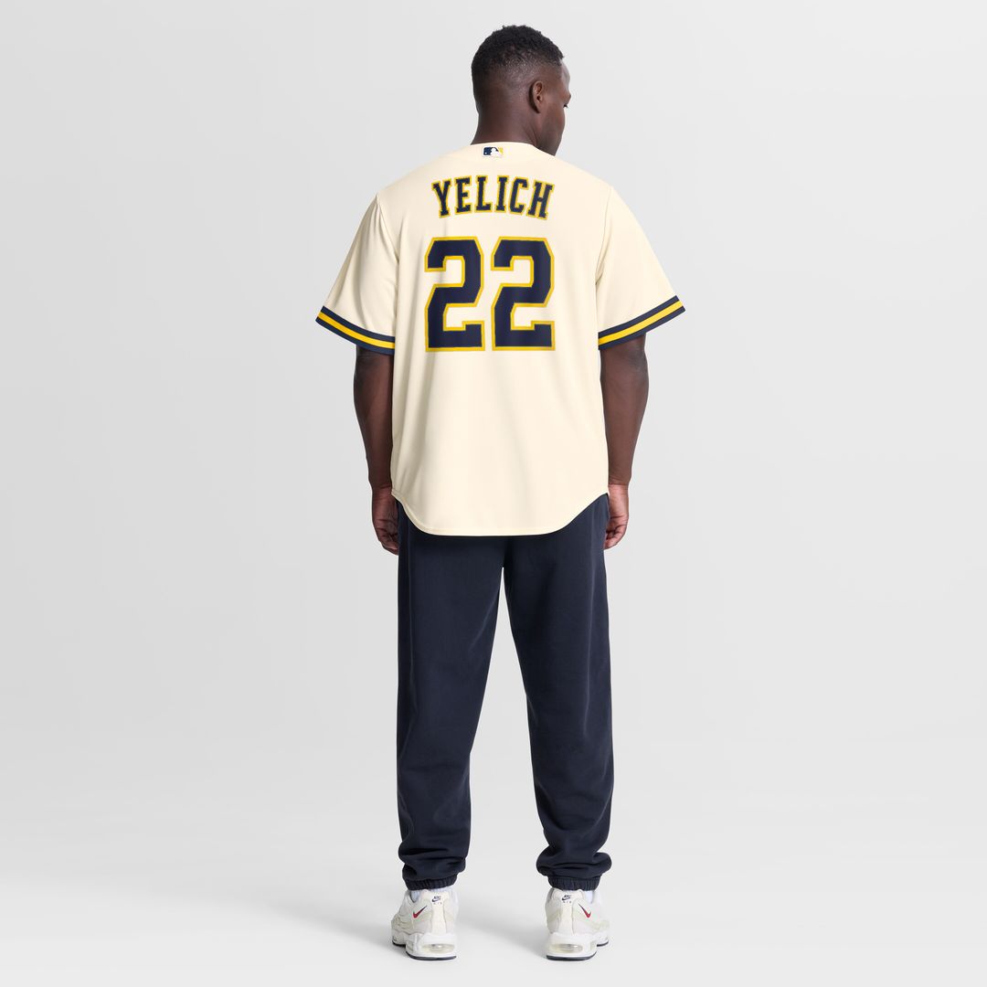 Christian Yelich Milwaukee Brewers Nike Home Replica Jersey - Cream Official MLB Team Apparel Baseball Fan Gear