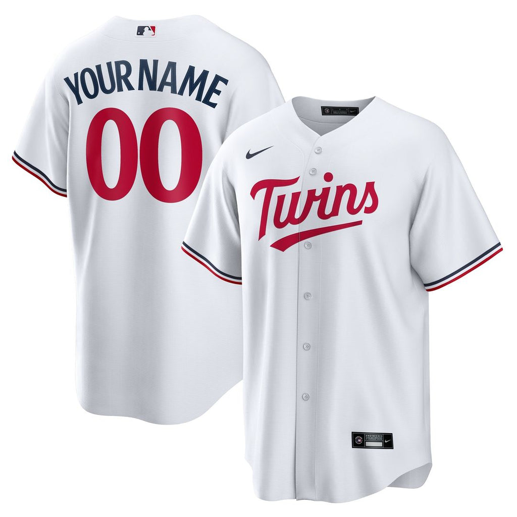 Minnesota Twins Nike Home Replica Custom Jersey - White Official MLB Team Apparel Baseball Fan Gear