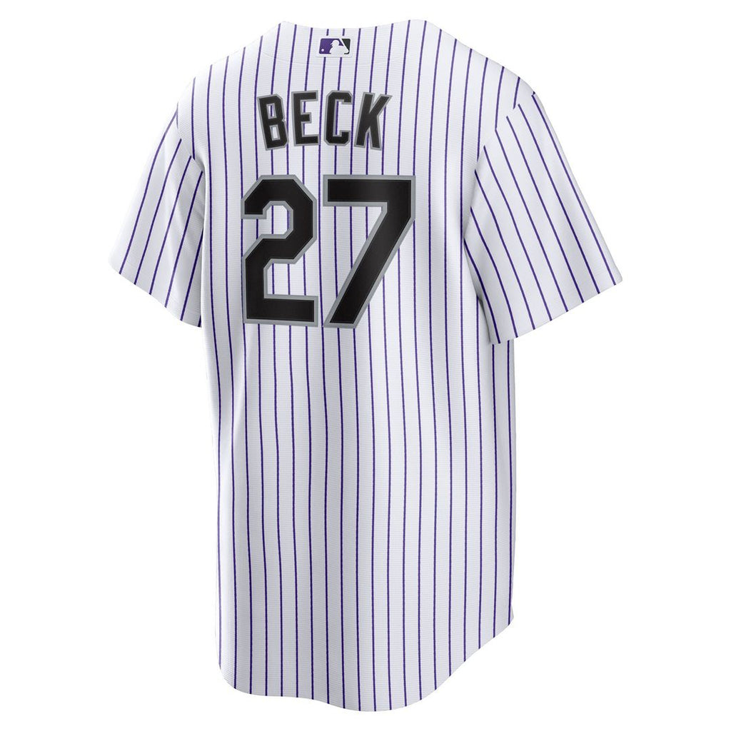 Jordan Beck Colorado Rockies Nike Home Replica Jersey - White Official MLB Team Apparel Baseball Fan Gear