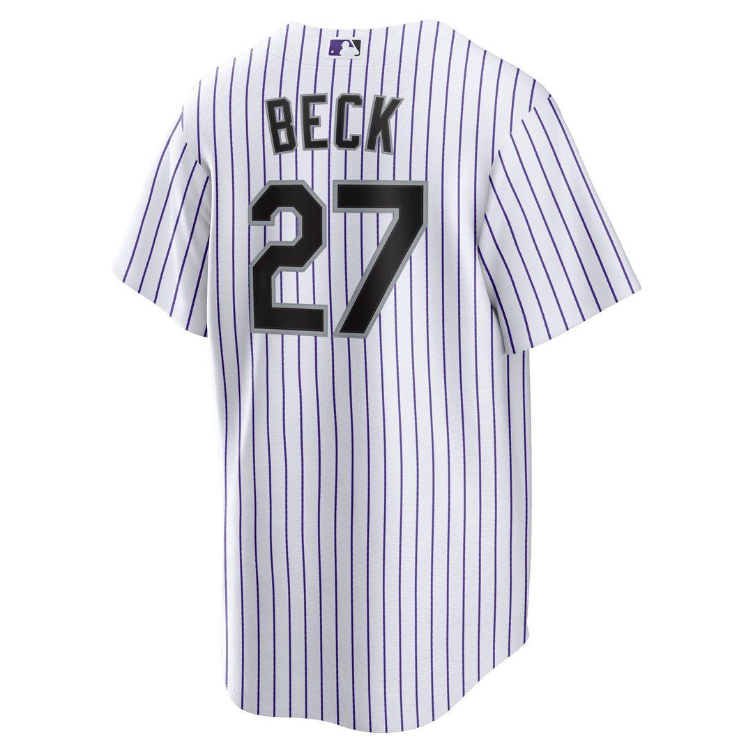 Jordan Beck Colorado Rockies Nike Home Replica Jersey - White Official MLB Team Apparel Baseball Fan Gear