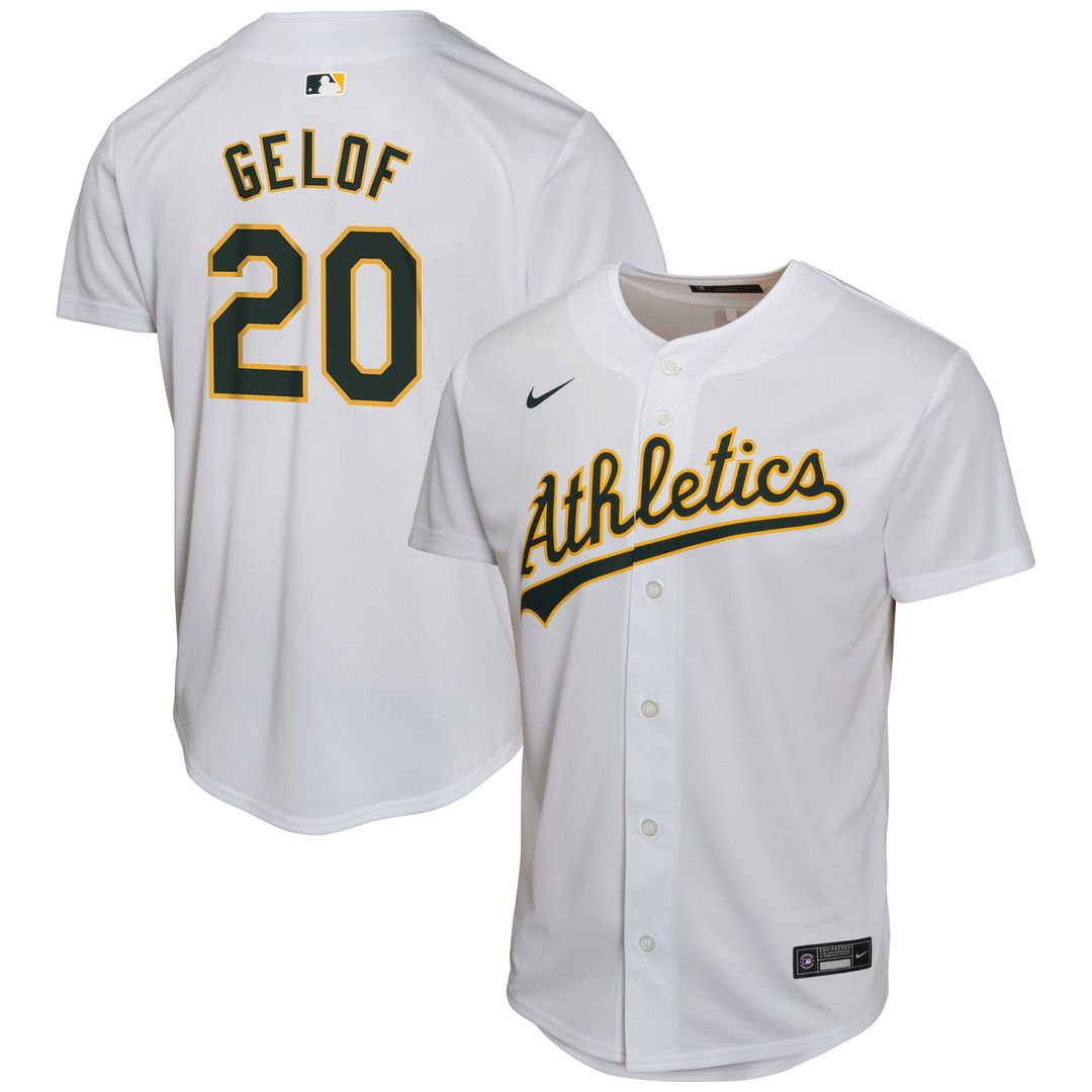 Zack Gelof Athletics Nike Youth Home Game Player Jersey - Gray Official MLB Team Apparel Baseball Fan Gear
