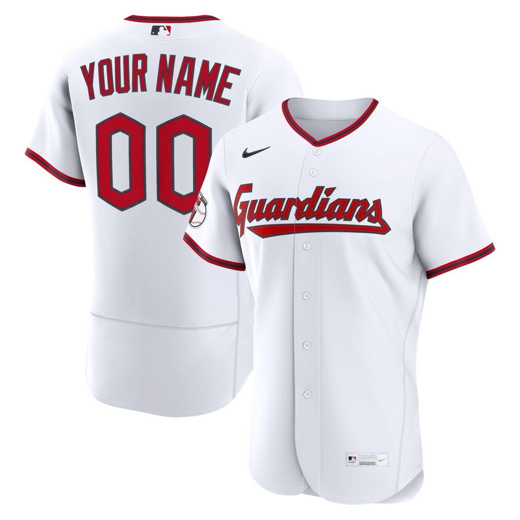 Cleveland Guardians Nike Home Authentic Custom Jersey - White Official MLB Team Apparel Baseball Fan Gear