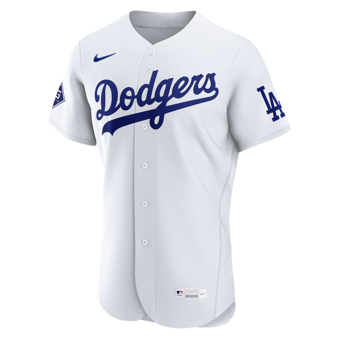 Los Angeles Dodgers Nike Home Sponsor Patch Authentic Jersey - White Official MLB Team Apparel Baseball Fan Gear