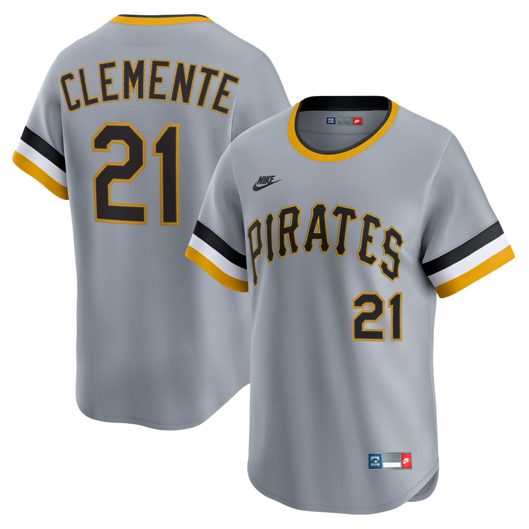 Roberto Clemente Pittsburgh Pirates Nike Throwback Cooperstown Collection Limited Jersey - Gray Official MLB Team Apparel Baseball Fan Gear