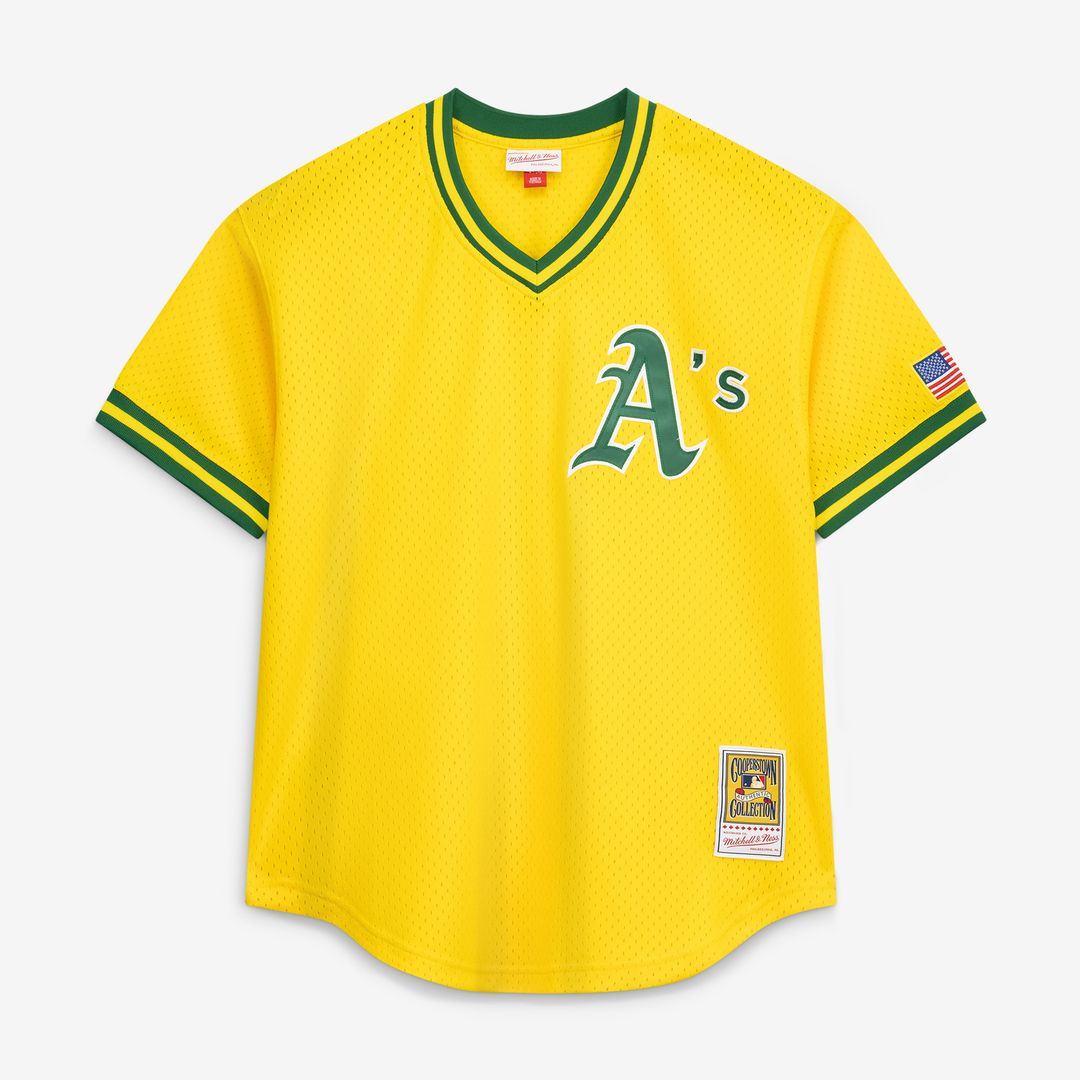 Mark McGwire Athletics Mitchell & Ness Authentic Batting Practice Jersey - Gold Official MLB Team Apparel Baseball Fan Gear