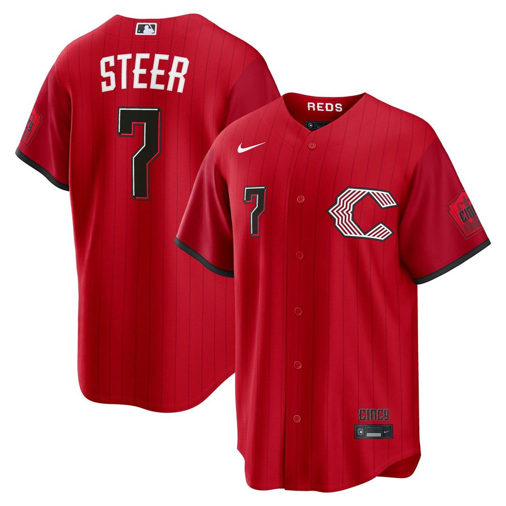 Spencer Steer Cincinnati Reds Nike 2026 City Connect Stadium Jersey - Red Official MLB Team Apparel Baseball Fan Gear