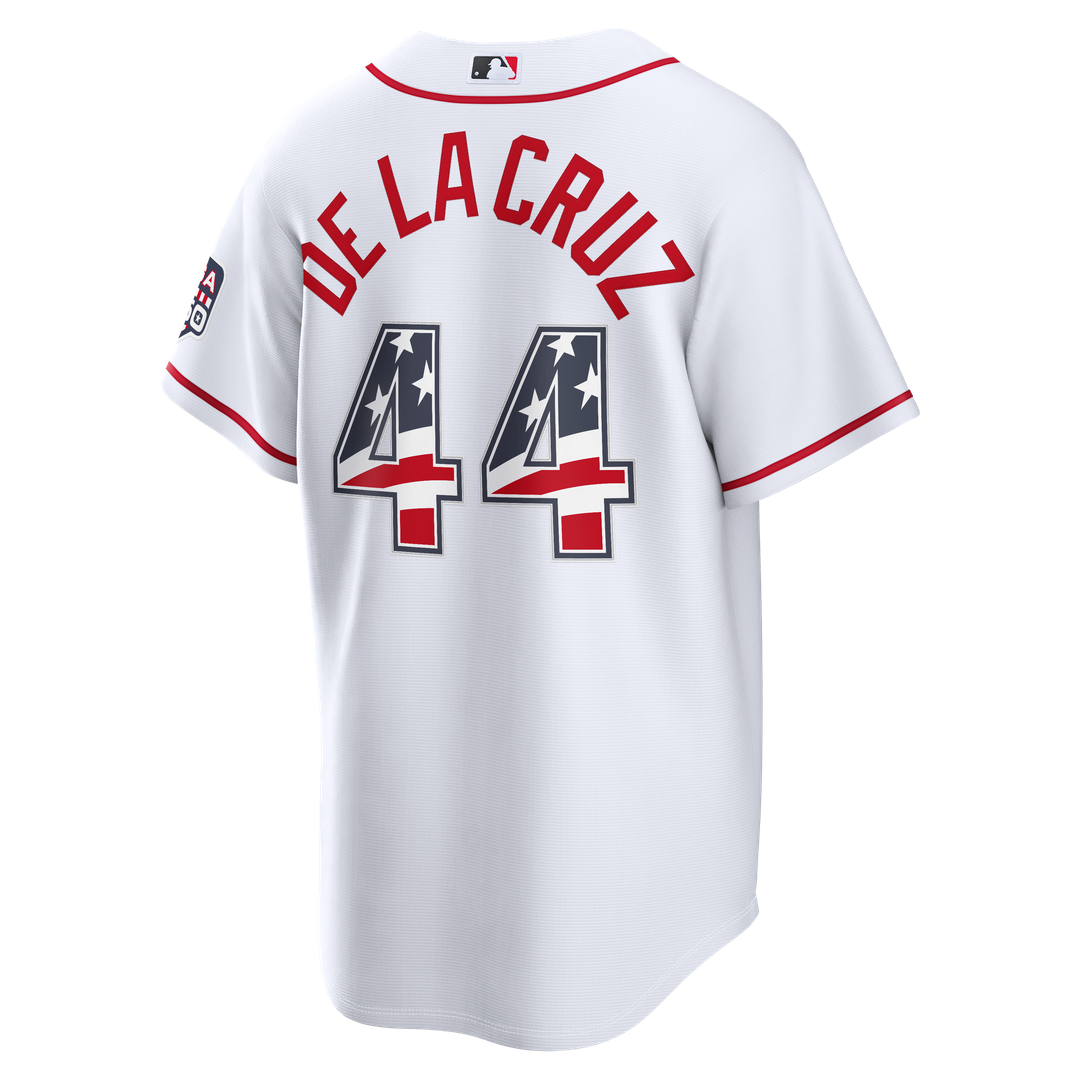 Elly De La Cruz Cincinnati Reds Nike USA 250 Fourth of July Home Stadium Jersey - White Official MLB Team Apparel Baseball Fan Gear