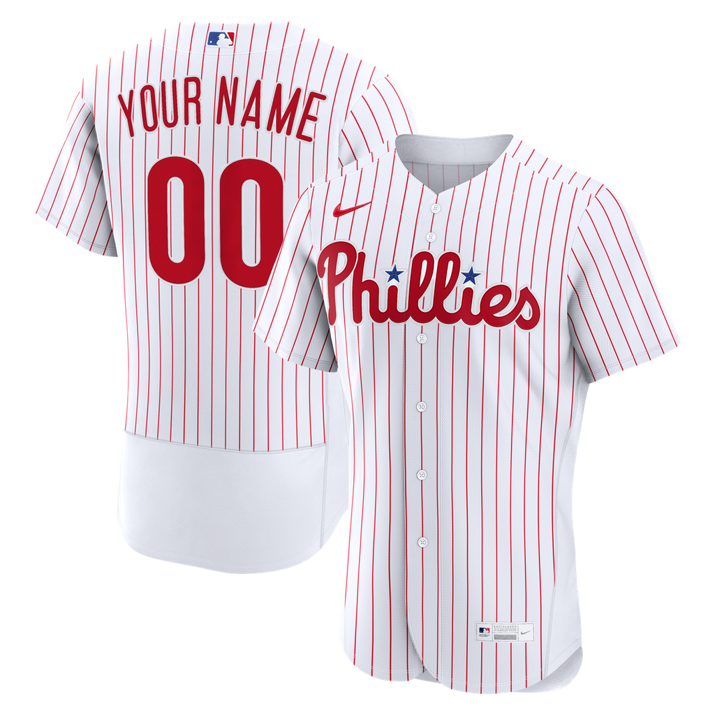 Philadelphia Phillies Nike Home Authentic Custom Jersey - White Official MLB Team Apparel Baseball Fan Gear