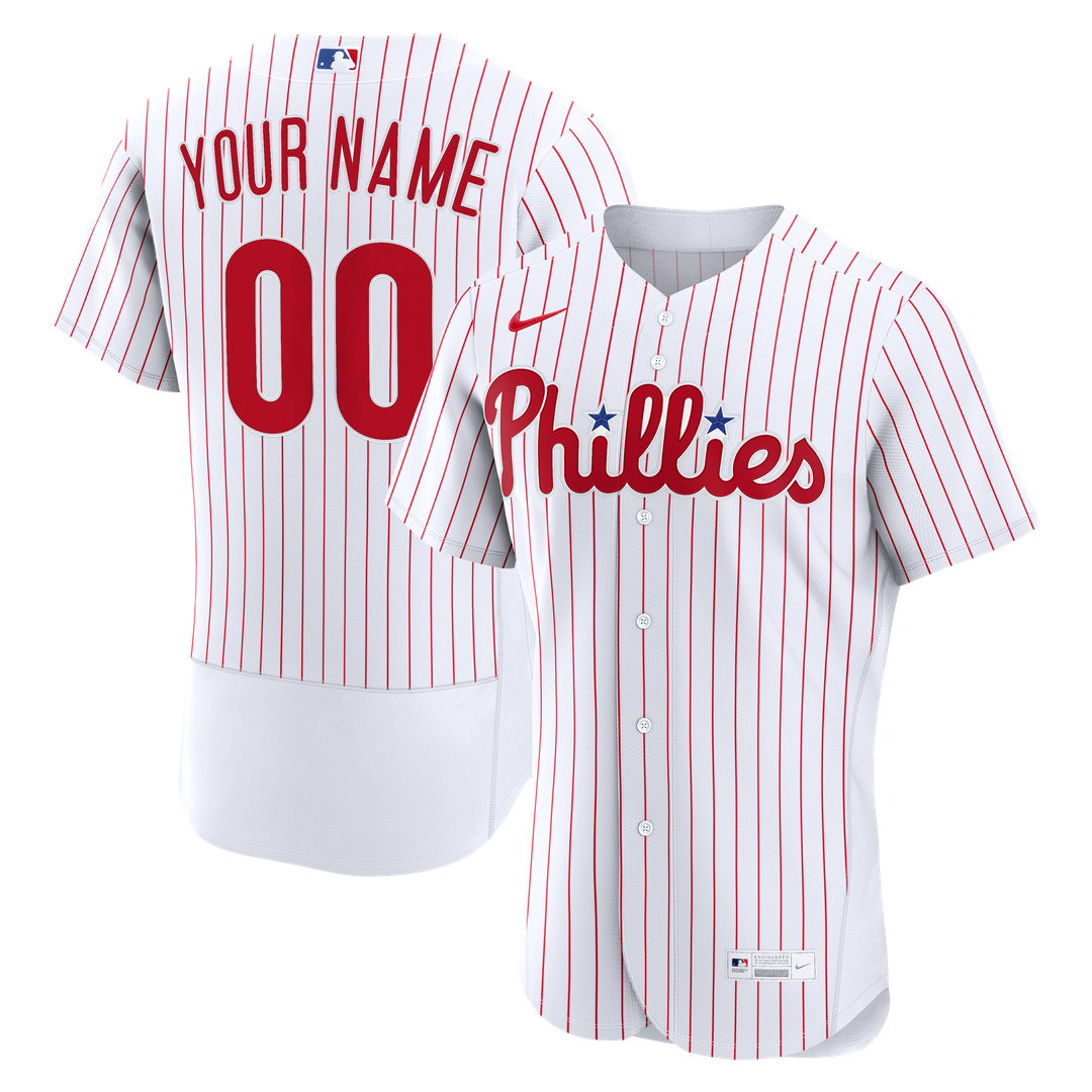 Philadelphia Phillies Nike Home Authentic Custom Jersey - White Official MLB Team Apparel Baseball Fan Gear