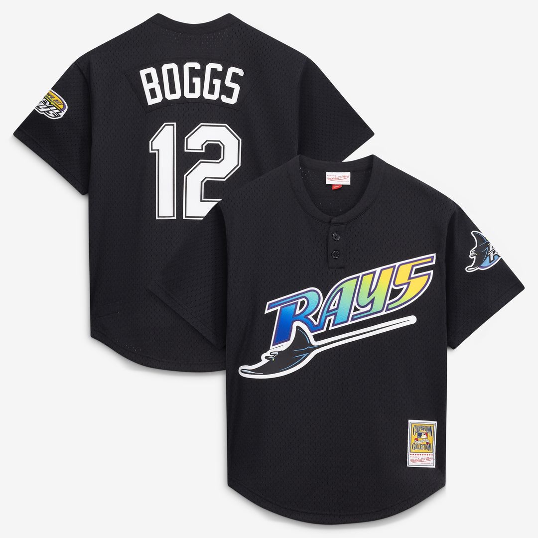 Wade Boggs Tampa Bay Rays Mitchell & Ness Authentic Batting Practice Jersey - Black Official MLB Team Apparel Baseball Fan Gear