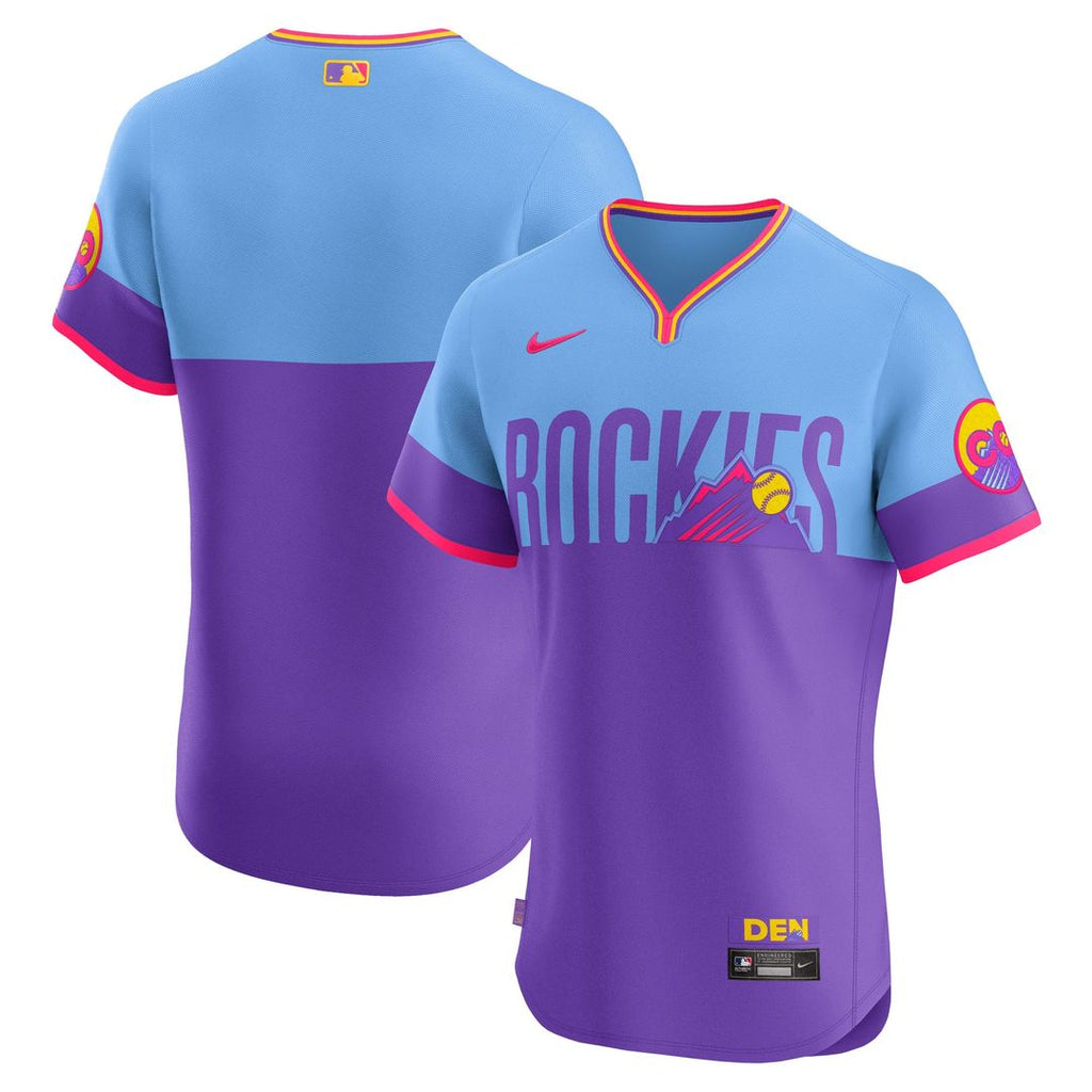 Colorado Rockies Nike 2025 City Connect Elite Jersey - Purple Official MLB Team Apparel Baseball Fan Gear