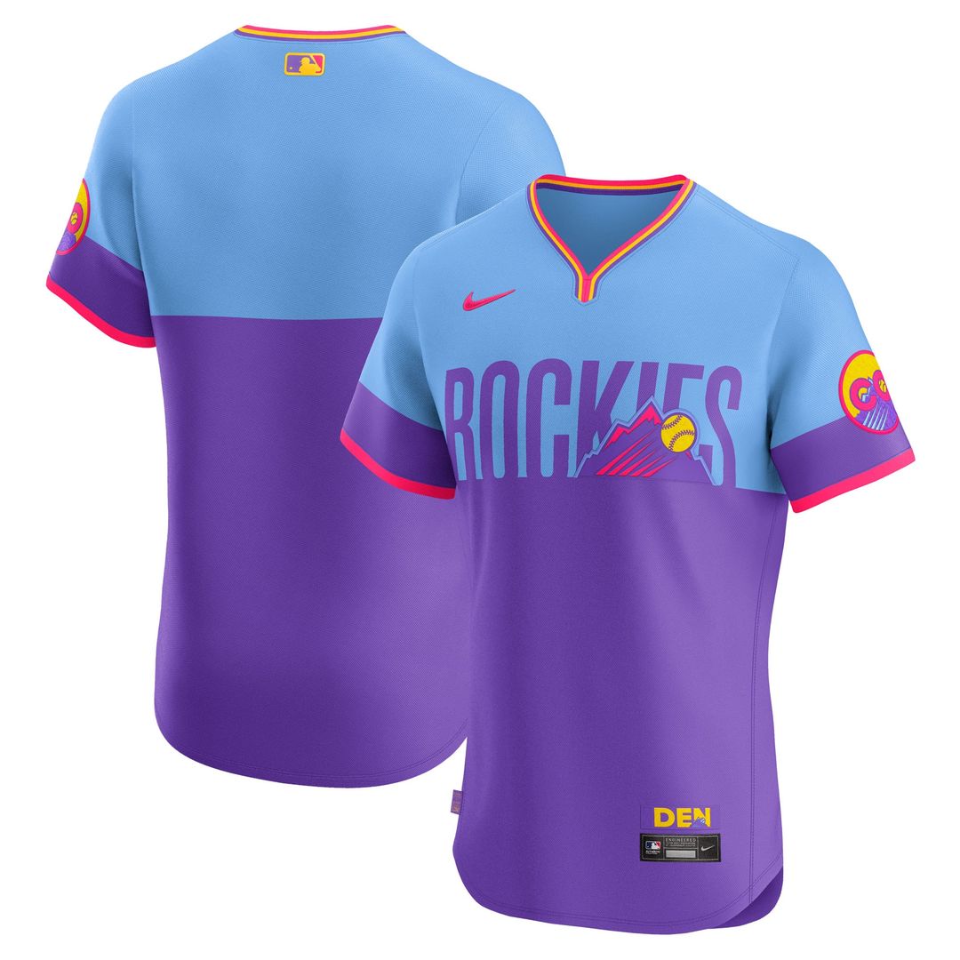 Colorado Rockies Nike 2025 City Connect Elite Jersey - Purple Official MLB Team Apparel Baseball Fan Gear