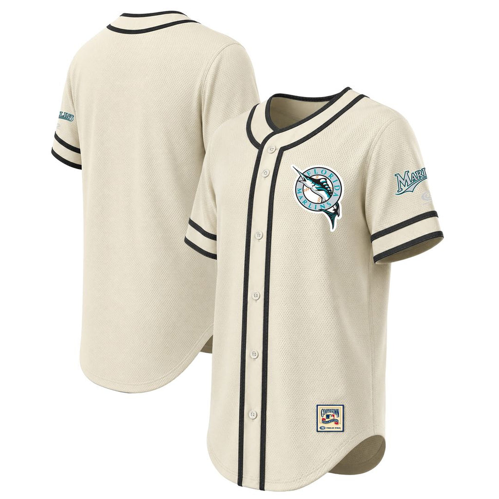 Miami Marlins Stitches Throwback Fashion Jersey - Natural Official MLB Team Apparel Baseball Fan Gear