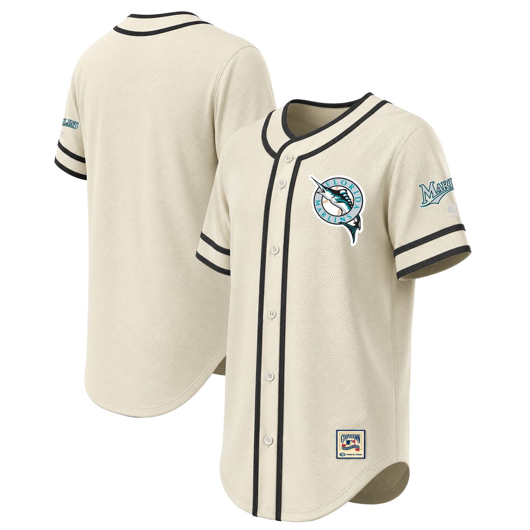 Miami Marlins Stitches Throwback Fashion Jersey - Natural Official MLB Team Apparel Baseball Fan Gear