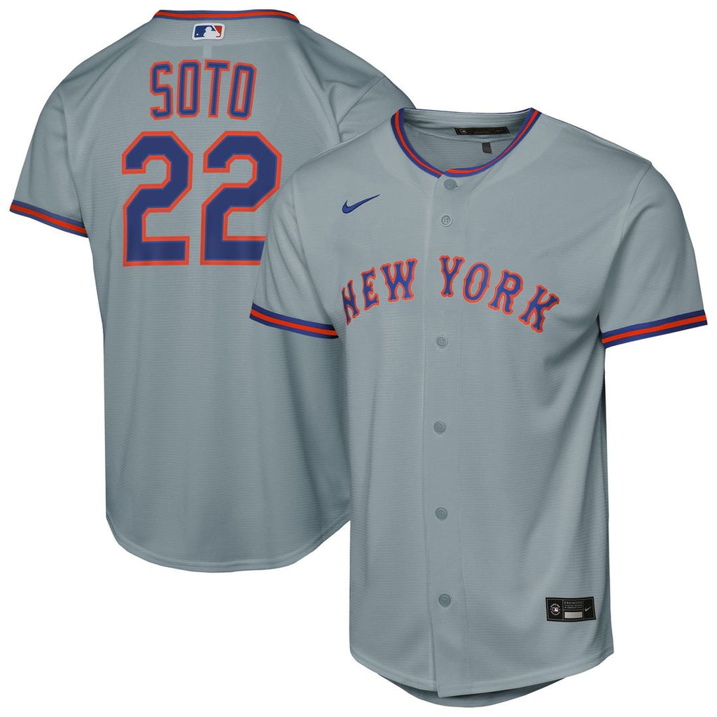 Juan Soto New York Mets Nike Youth Road Replica Jersey - Gray Official MLB Team Apparel Baseball Fan Gear