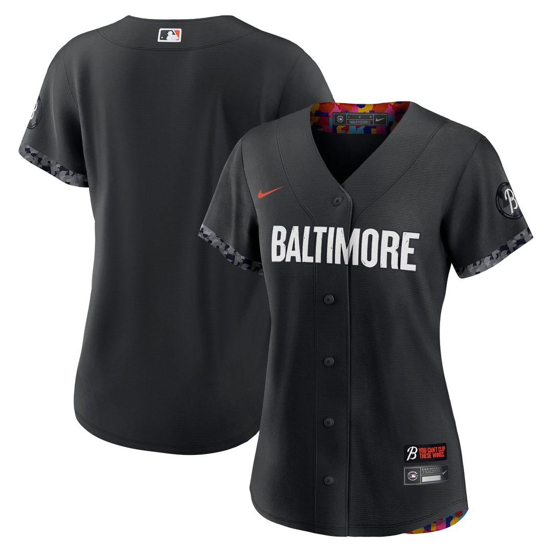 Baltimore Orioles Nike Women's City Connect Replica Jersey - Black Official MLB Team Apparel Baseball Fan Gear
