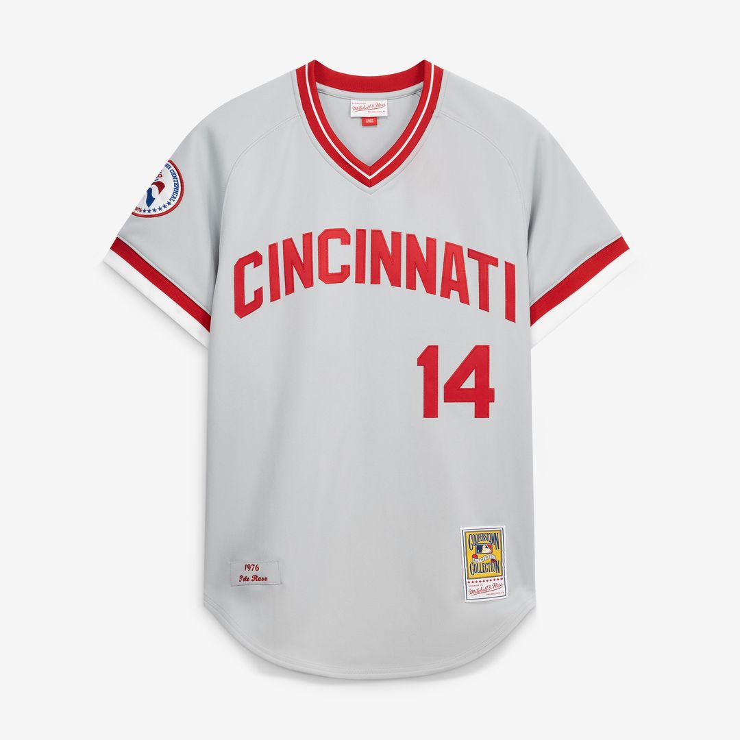 Pete Rose Cincinnati Reds Mitchell & Ness 1976 Authentic Jersey - Gray Official MLB Team Apparel Baseball Fan Gear