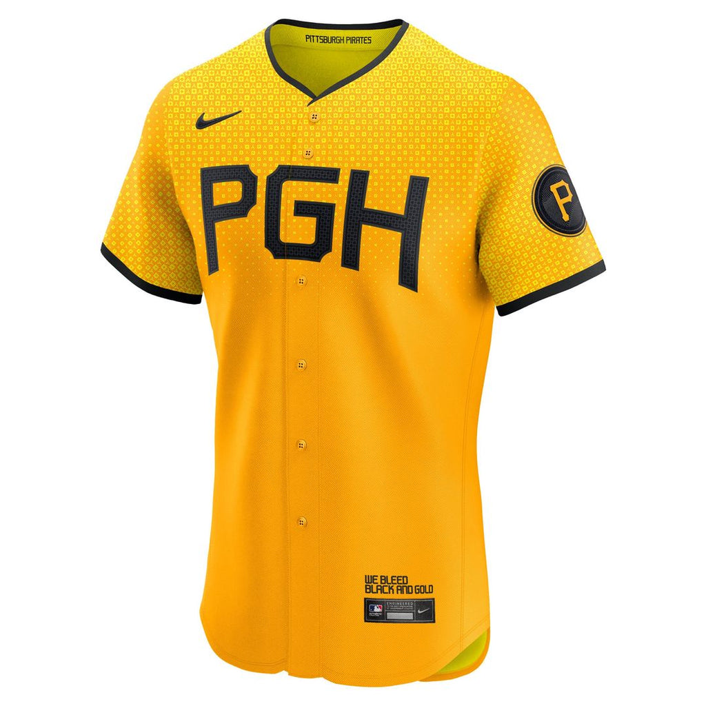 Pittsburgh Pirates Nike City Connect Elite Jersey - Gold Official MLB Team Apparel Baseball Fan Gear