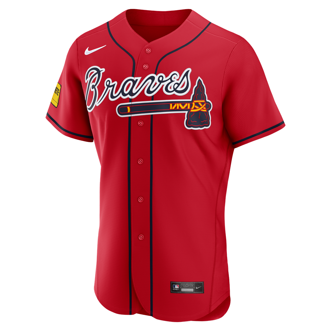 Ronald Acuña Jr. Atlanta Braves Nike Alternate Authentic Sponsor Patch Jersey - Red Official MLB Team Apparel Baseball Fan Gear