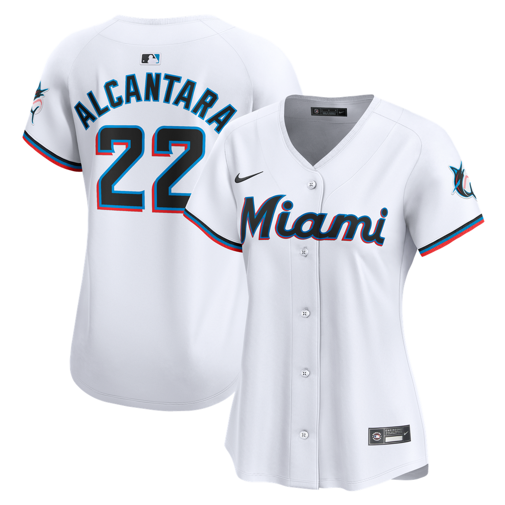 Sandy Alcantara Miami Marlins Nike Women's Home Limited Player Jersey – White Official MLB Team Apparel Baseball Fan Gear