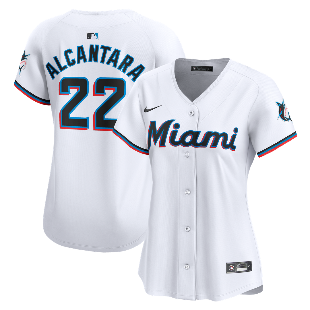Sandy Alcantara Miami Marlins Nike Women's Home Limited Player Jersey – White Official MLB Team Apparel Baseball Fan Gear
