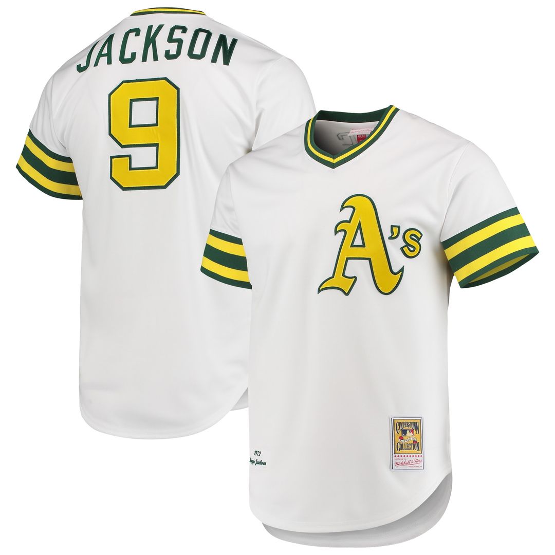 Reggie Jackson Athletics Mitchell & Ness 1972 Cooperstown Collection Authentic Jersey - White Official MLB Team Apparel Baseball Fan Gear