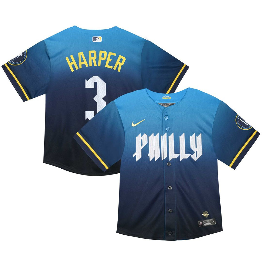 Bryce Harper Philadelphia Phillies Nike Toddler 2024 City Connect Limited Player Jersey - Blue Official MLB Team Apparel Baseball Fan Gear