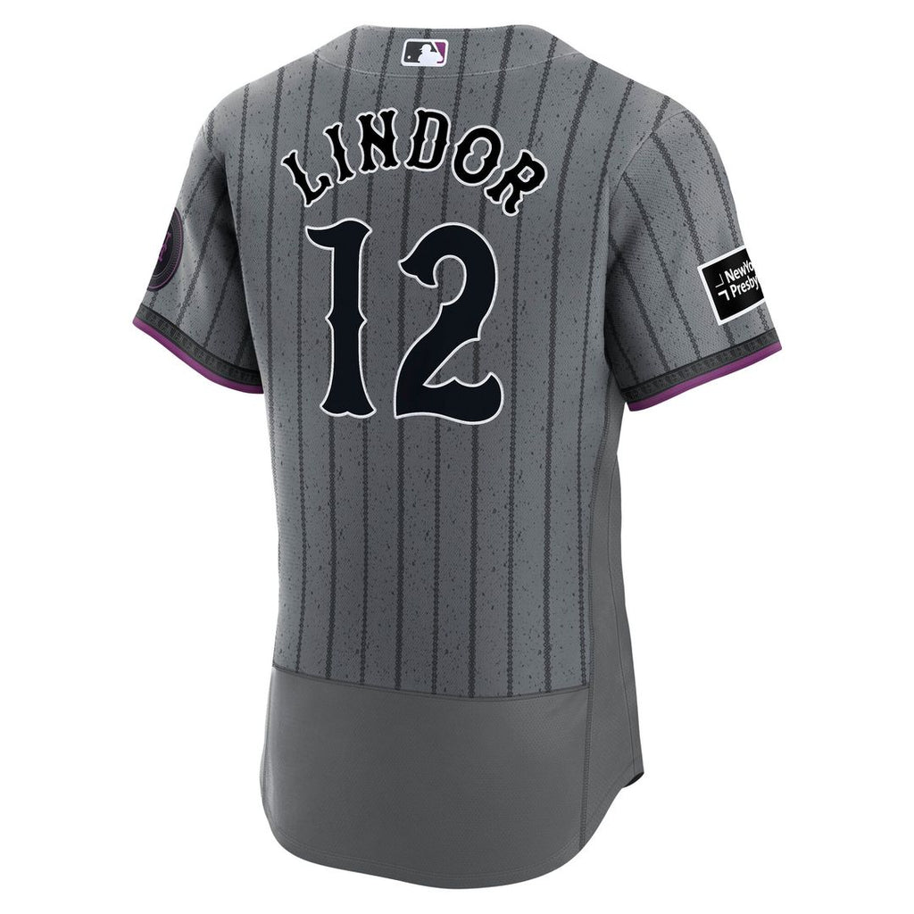 Francisco Lindor New York Mets Nike City Connect Authentic Sponsor Patch Jersey - Gray Official MLB Team Apparel Baseball Fan Gear