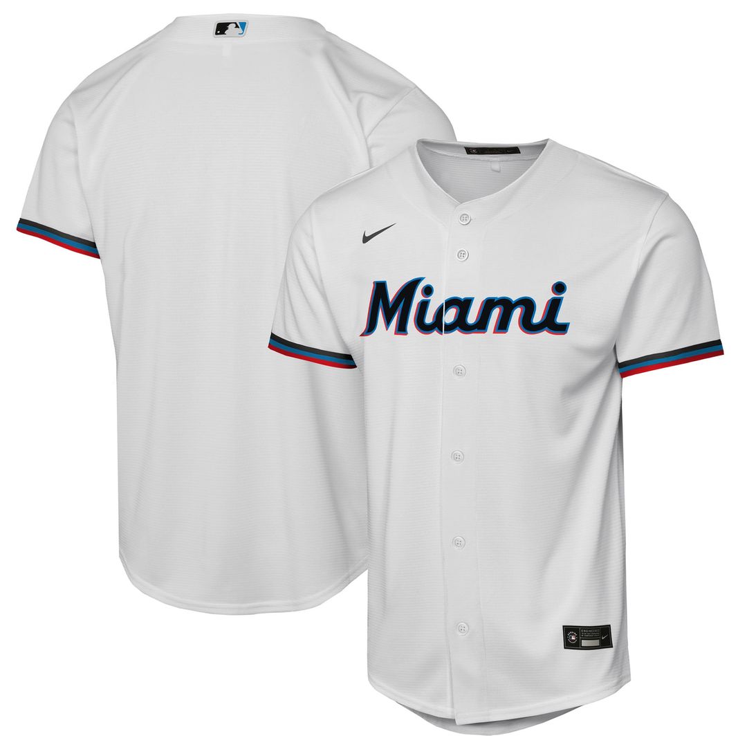 Miami Marlins Nike Youth Home Replica Jersey - White Official MLB Team Apparel Baseball Fan Gear